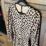 A New Day Leopard Cheetah Animal Print Long Sleeve Mini Dress Tie Waist Sheath S Photo 2