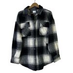 Fornia Plaid Flannel Oversized Shacket Womens L Black White Grunge Cabincore Size L Photo 1