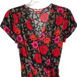 Rolla’s Cleo Rambling Floral Mini Wrap Dress size medium Black Red Pink Flowers Photo 4