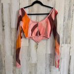 Pretty Little Thing * Colorful Long Sleeve Top Corset Women's Size 4 Sheer Chic Photo 2