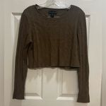 House of Harlow 1960 Brown Ribbed Cropped Long Sleeve Sweater Size XL Soft Photo 0