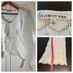 Celebrity Pink  Crochet Tie Front Top Boho Y2K‎ Festival Angelcore Knit XL Bell Photo 11