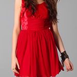 Free People Red Velvet Chiffon Mini Dress Photo 0