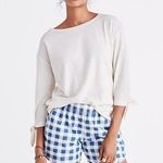 Madewell 🔵 Sale 3/$25 NEW TIE LONG SLEEVE TEE SHIRT TOP IVORY CREAM TOP XXS Photo 0
