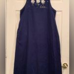 Quaker Factory Navy Jumper Dress “He Loves Me Not, He Loves Me” Size 14. 2551 Blue Photo 0