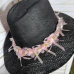 Handcrafted Cowboy Hat Floral Appliqué Ribbon Trim Western Festival Black OS Photo 8