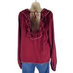 Tularosa  Heather Blouse Ruffle Collar Tassel Tie Back Red Size L Photo 8