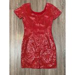 Vintage Red Sequin Beaded Cap Sleeve Mini Shift Dress Holiday Christmas Small Photo 11