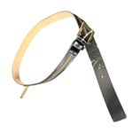 Michael Kors Black Leather Belt Gold Buckle Zipper Detail Women Size L FLAW Photo 4
