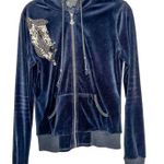 Miss Me Velvet Hoodie Angel Wing Embellished Black Silver Photo 0