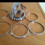 silver toned metal set of 11 with rhinestones bracelets bangles hippie boho Photo 2