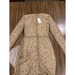 Miss Circle Asymmetrical Leopard Metallic Mini Long Sleeve V Neck Ruched Dress S Brown Photo 10