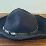 Scala  All Wool Felt Western Band Fedora Hat Black Wide Brim One Size Fits Most Photo 2