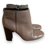 Tory Burch  Bowie‎ Leather Taupe Heeled Ankle Booties Sz 6.5 Photo 0