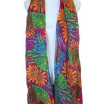 VTG Floral Print Large Rectangle Wrap Scarf 72x42 Semi Sheer Boho Shawl Colorful Pink Photo 0