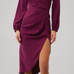 Amanda Uprichard  Roma long sleeves v neck silk Aubergine plum Dress M Photo 0