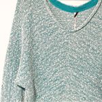 Free People  Size XS Blue Bright Lights V-Neck Knit Long Sleeve Top Photo 2