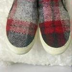 𝅺joshua Sanders Tweed Plaid Slip On Sneakers Red/Gray Red Size 5 Photo 4