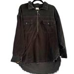 Aerie Offline Dark Gray Corduroy Pullover Frayed Trucker Shirt Size Medium Photo 0