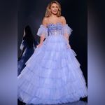 Jovani Tiered Tulle Ball Gown With Beaded Corset Bodice 42249A black size 10 Photo 2