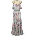 Mori Lee  Prom Dress 99024 Gardner Size 6 Blue Floral Beaded Off Shoulder Ruffle Photo 1