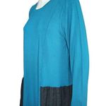 LOGO By Lori Goldstein Aqua Black Lace Detail Long Sleeve Top Womens Large NWT Photo 3