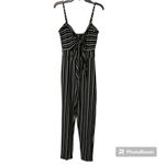 Boohoo jumpsuit cutouts black white stripe size 10 Photo 6
