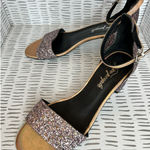 Free People ‎ Women's Block Heel Glitter Purple Size 39 US 8.5 Iridescent Prom Photo 0