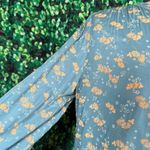 Caslon Split Neck Top in Green Yellow Mia Floral size small 100% Modal Photo 12