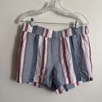 Loft Linen Blend Striped Shorts Medium Blue Red White Elastic Waist Casual Photo 3