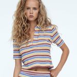 ZARA NWT  TEXTURED RIB POLO SHIRT STRIPED Photo 1