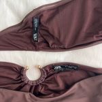 ZARA Bandeau Bikini Top and High-Waisted Bikini Bottom Set in Dark Brown Photo 7