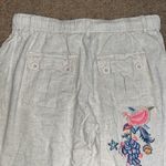 Paparazzi by Biz Floral Embroidered Linen Cargo Jogger Pant Cream Medium Photo 8