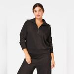 Spanx Small AirEssentials Half Zip Shimmer Top Black Gunmetal Athleisure Casual Photo 9