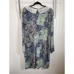 Allison Andrews Blue Paisley Long Sleeve Crochet Collar Sheath Dress Size 3X Photo 1
