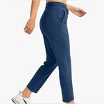 NWT Women's Navy Pants Pockets 7/8 Stretch High Waisted Sweatpants Athletic XXL Blue Photo 1