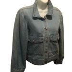 Lulus Classically Cool Light Wash Denim Jacket M Puff Sleeve Light Wash Pockets Photo 4