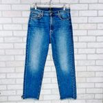 7 For All Mankind High Waist Cropped Straight Leg Raw Hem Jeans Size 32 Photo 3