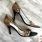 Bruno Magli Y2K Giraffe Print Brown Calf Hair Peep Toe Heels Size 9.5 Photo 1