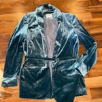 YAYA Women Velvet Blazer Belted Jacket Teal Green Size 38 holiday office party M Size M Photo 0