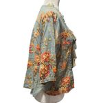 Denim & Supply Ralph Lauren  Avery Swing Floral Blouse Boho Ruffle (XS)Dusty Blue Photo 3