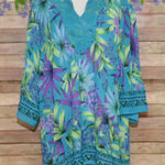 Catherines Womens 1X Tropical Floral Lace Blouse Top Sheer Vacation Beach Cruise Photo 0