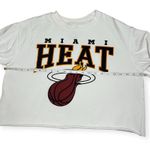 Hybrid Apparel Miami Heat Cropped Sweatshirt NBA Basketball White Raw Hem Sz Medium Merchandise Photo 2
