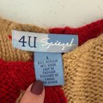 Spiegel Two Tone Cable Knit Braided Sweater Red Tan Long Sleeve Women's L Boho Photo 1