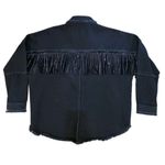 ZARA  Cowgirl Concert Dazzler Rhinestone Fringe Jewel Black Jacket Denim Oversize Photo 2