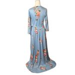 Reb & J 220 Blue Floral Long Sleeve Maxi Dress Large Cottagecore Baby Shower Photo 3