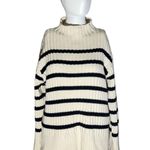 ZARA Medium Ivory & Black Ribbed Knit Striped Sweater Medium Photo 0