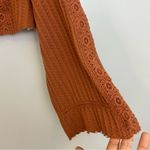 Free People  Cropped Thermal Waffle Lace Orange/Brown Long Sleeve Top Size XS Photo 5