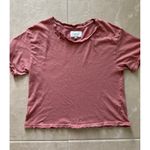 Current/Elliott Shirt Womens 2 Red Distressed Cropped Boho Soft Lounge Sporty Photo 2