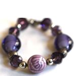 Source Unknown Boho Chunky Shades of Purple Multi Size/Shape/Design Beads 6"  Casual Bracelet Photo 1